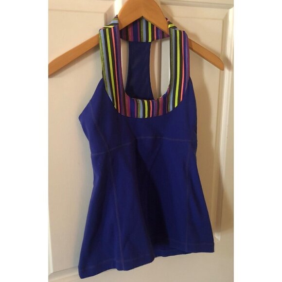 Womens Lululemon Scoop Neck Tank Royal Blue and Stripes Size 4 - Picture 4 of 11